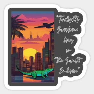 "Twilight's Guardian: Crocs in the Sunset Embrace" Sticker